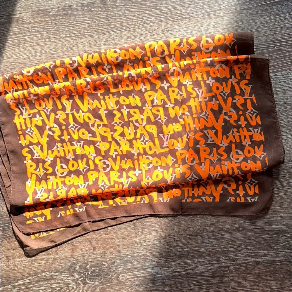 Gorgeous Brown & Orange Graffiti Scarf - Picture 4 of 5